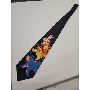 Disney Winnie The Pooh Mens Tie Black Tigger Piglet Polyester